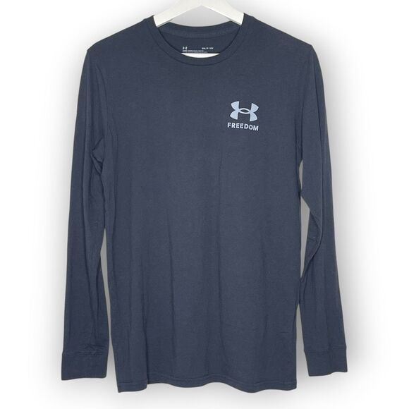Under Armour Freedom New Flag Long Sleeve Shirt Black Red Blue Mens Small Flawed - Picture 1 of 9